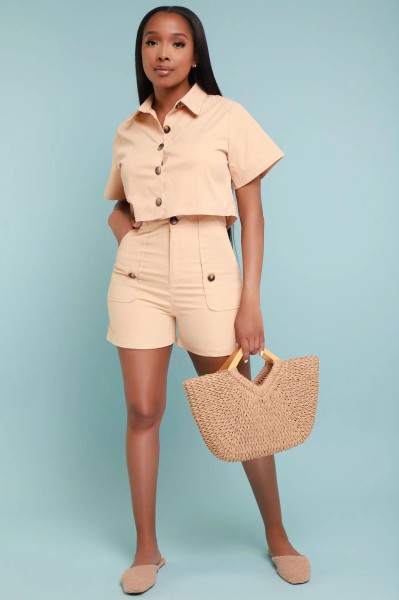 Fashionable and casual two-piece stretch cardigan set with four sides