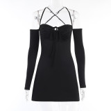 Strap sexy chest strap cut out dress