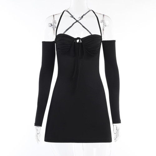 Strap sexy chest strap cut out dress