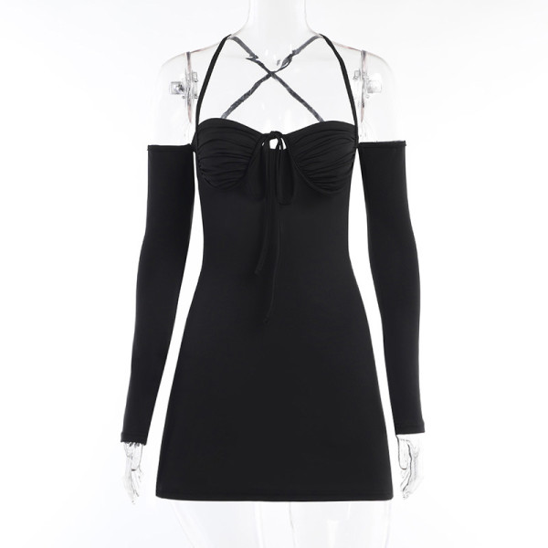 Strap sexy chest strap cut out dress