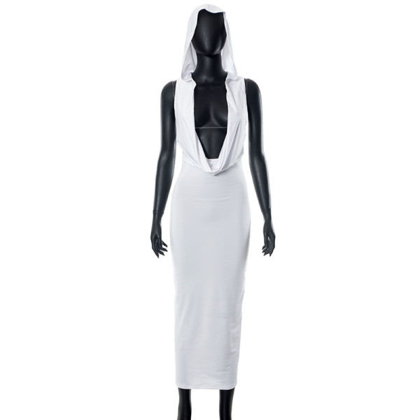 Fashionable and Sexy Swinging Neck Hooded Sleeveless Dress