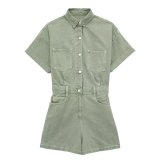 Commuter versatile women's denim short jumpsuit