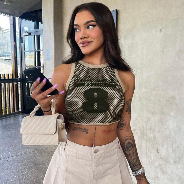Contrast letter printed short tank top