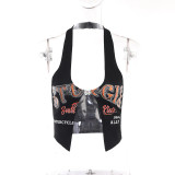 Hanging neck print revealing navel sexy Camisole for women