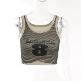 Contrast letter printed short tank top