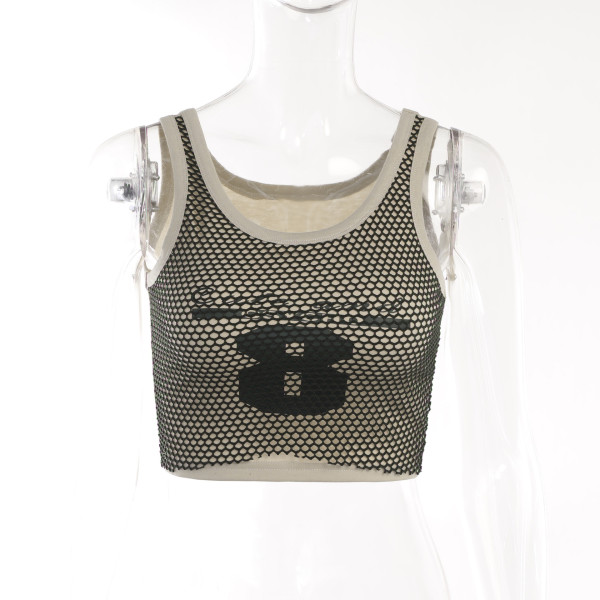 Contrast letter printed short tank top