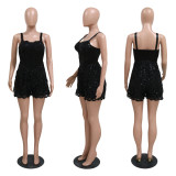 Fashion Strap Lace Edge Loose Bodysuit Slim Fit Wide Leg Pants