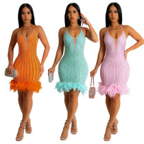 Sexy Strap Hot Diamond Dress Sexy Strap Hot Diamond Dress