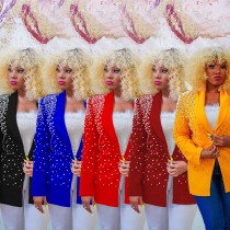 Fashion women's solid bubble bead large lapel long sleeve Blazer Fashion women's solid bubble bead large lapel long sleeve Blazer