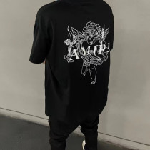 Amiri Cupid Angel Little Crowd Fashion Brand Men's and Women's T-shirts Couple Loose Solid Round Neck Short Sleeve Amiri Cupid Angel Little Crowd Fashion Brand Men's and Women's T-shirts Couple Loose Solid Round Neck Short Sleeve