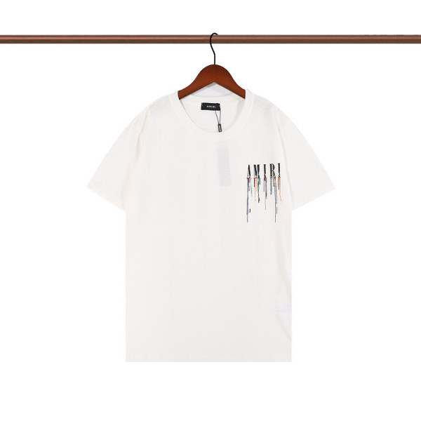 Amiri hand-painted splash ink graffiti flow paint niche trendy brand high street men and women couple solid color loose short sleeved T-shirt