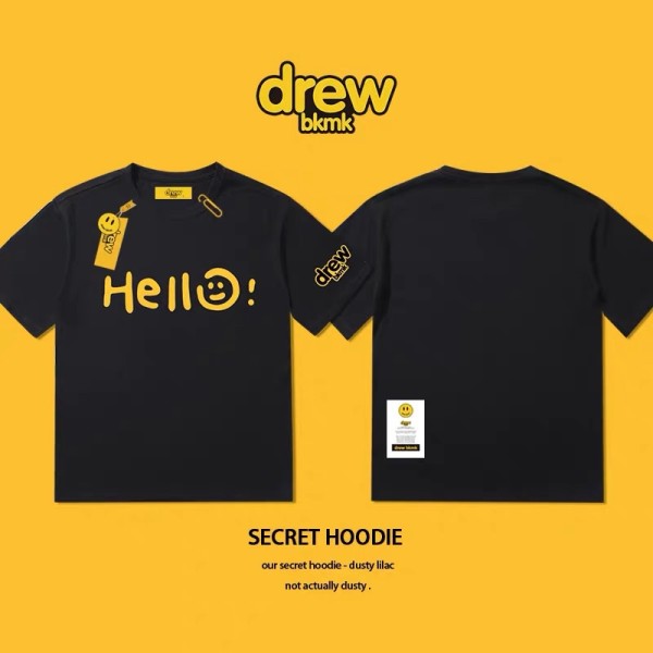 Drew smiley face t-shirt net red high street FOG short sleeve T-shirt men's fashion brand loose Couple costume