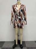 Sexy printed multi-color suit cardigan casual shorts set