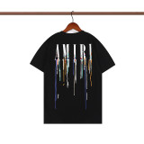 Amiri hand-painted splash ink graffiti flow paint niche trendy brand high street men and women couple solid color loose short sleeved T-shirt