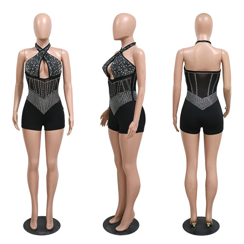 Sexy Hanging Neck Hollow Sleeveless Slim Fit Jumpsuit