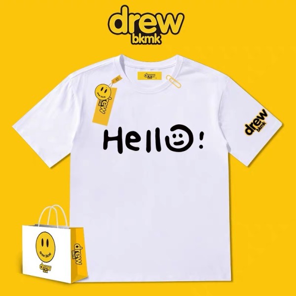 Drew smiley face t-shirt net red high street FOG short sleeve T-shirt men's fashion brand loose Couple costume