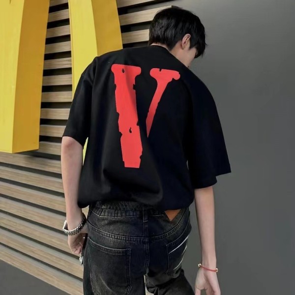 Unisex Big V Couple Loose Short Sleeve T-shirt for Men and Women