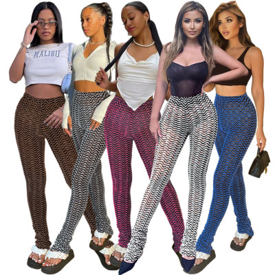 Sexy High Waist Ripple Heel Heap Pants Slim Fit Pants
