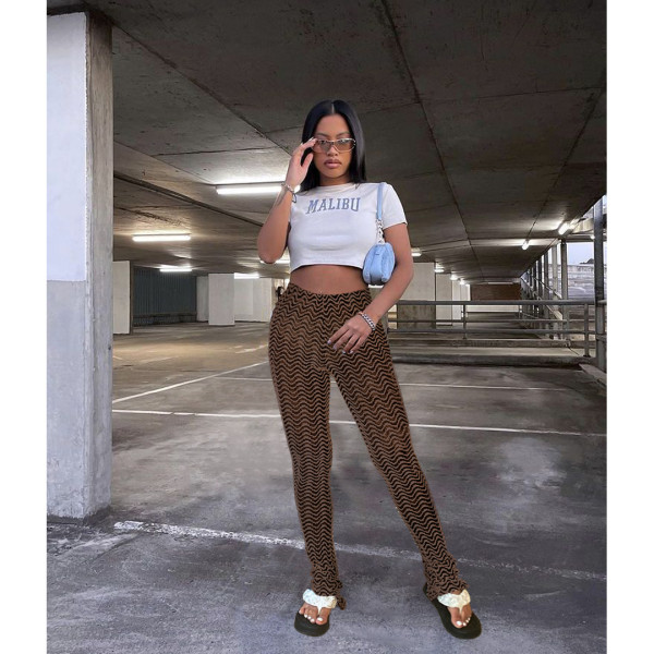 Sexy High Waist Ripple Heel Heap Pants Slim Fit Pants