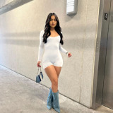 Sexy and Comfortable Solid Color Shoulder Sleeves Off Back Jumpsuit