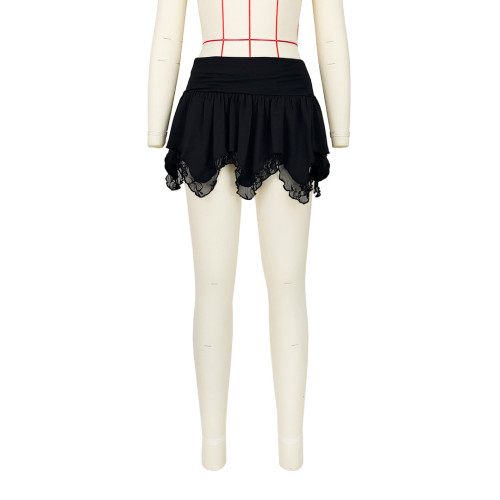 Sexy Double Lace Irregular Low Waist Mini Skirt
