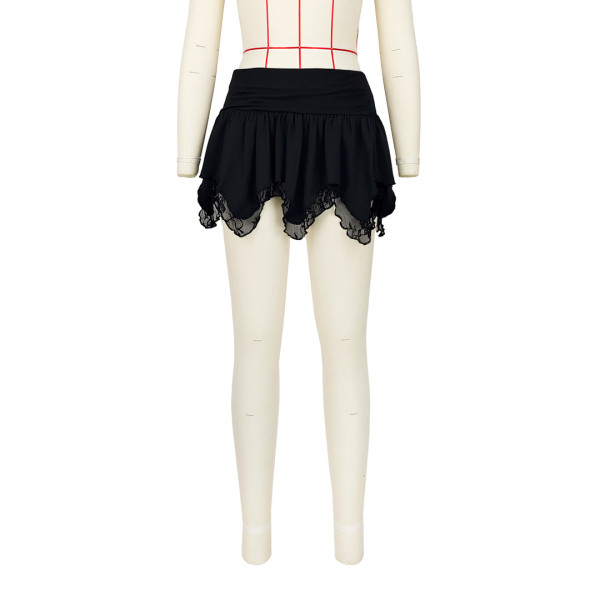 Sexy Double Lace Irregular Low Waist Mini Skirt