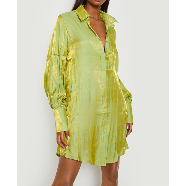 Solid Flash Comfortable Loose Fit Long Shirt Dress