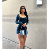 Sexy and Comfortable Solid Color Shoulder Sleeves Off Back Jumpsuit