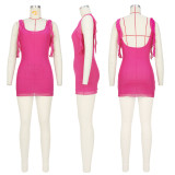 Sexy High Elastic Double Layer Mesh Open Backpack Hip Dress