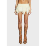 Sexy Double Lace Irregular Low Waist Mini Skirt