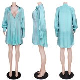 Solid Flash Comfortable Loose Fit Long Shirt Dress