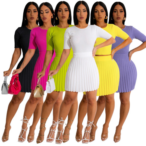 Solid color woolen comfortable buttock wrap skirt casual two-piece set
