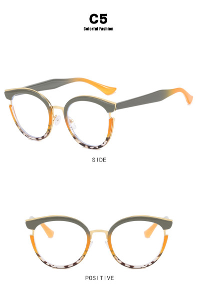 Cat's Eye Circular Flat Mirror TR90 Anti Blue Retro Eyeglass Frame Street Photo ins Trendy Glasses Frame