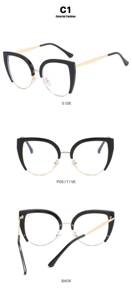 Cat's Eye Half Frame Large Frame Flat Mirror Anti Blue Light 2023 New Glasses Frame INS Retro Trendy Eyeglass Frame