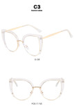 Cat's Eye Half Frame Large Frame Flat Mirror Anti Blue Light 2023 New Glasses Frame INS Retro Trendy Eyeglass Frame