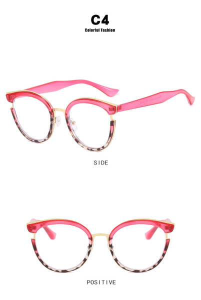 Cat's Eye Circular Flat Mirror TR90 Anti Blue Retro Eyeglass Frame Street Photo ins Trendy Glasses Frame