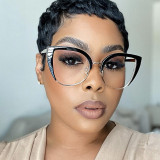 Cat's Eye Half Frame Large Frame Flat Mirror Anti Blue Light 2023 New Glasses Frame INS Retro Trendy Eyeglass Frame
