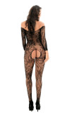 Long sleeve dragon flower one-piece mesh Pantyhose