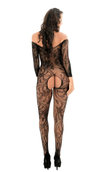 Long sleeve dragon flower one-piece mesh Pantyhose