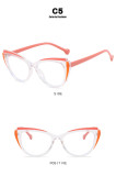 Cat's Eye Colored Flat Mirror 2023 New Anti Blue Light TR90 Splice Eyeglass Frame Cross border Fashion Pure Color Matching Degrees