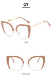 Cat's Eye Half Frame Large Frame Flat Mirror Anti Blue Light 2023 New Glasses Frame INS Retro Trendy Eyeglass Frame