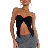 Fashionable and Sexy Solid Twisted Bra Open Back Top