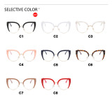 Cat's Eye Half Frame Large Frame Flat Mirror Anti Blue Light 2023 New Glasses Frame INS Retro Trendy Eyeglass Frame