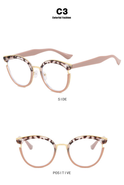Cat's Eye Circular Flat Mirror TR90 Anti Blue Retro Eyeglass Frame Street Photo ins Trendy Glasses Frame