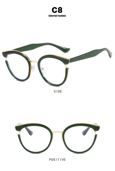 Cat's Eye Circular Flat Mirror TR90 Anti Blue Retro Eyeglass Frame Street Photo ins Trendy Glasses Frame