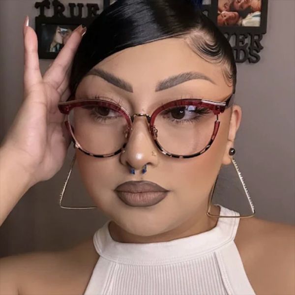 Cat's Eye Circular Flat Mirror TR90 Anti Blue Retro Eyeglass Frame Street Photo ins Trendy Glasses Frame