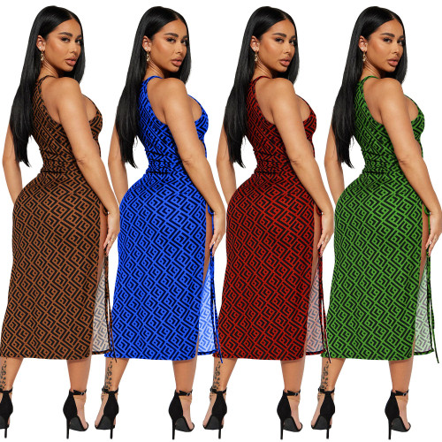 Women's Fashion Hot selling Print Split Dress