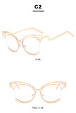 Folding Curved Cat's Eye Large Frame Hollow Flat Mirror 2023 New Metal Eye Frame Ins Concave Shape Anti Blue Light