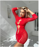 Pearl hollow out fun net pajamas seductive buttocks skirt