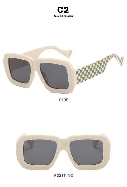 Square large frame sunglasses checkerboard 2023 new Sunglasses cross-border fashion sunglasses show